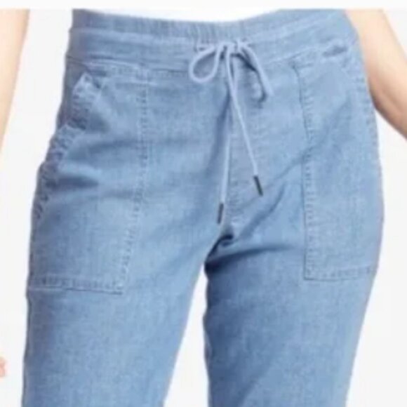 Women Level 99 Gabrielle Pants, Jeans-Like Drawstring Joggers, Blue, Medium - Picture 12 of 12